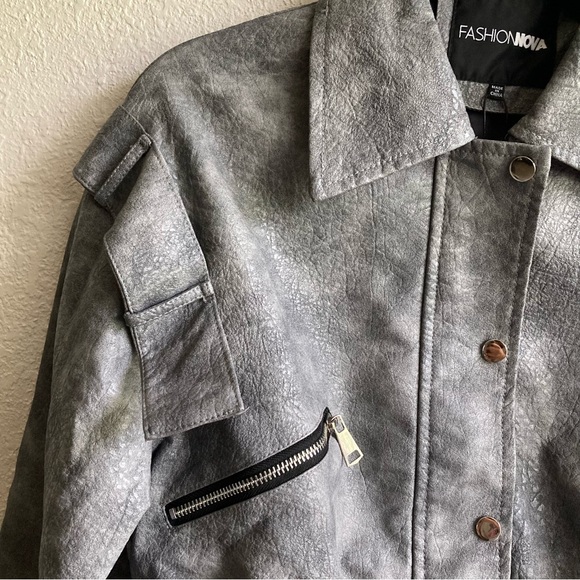 Harper Washed Faux Leather Jacket - Picture 3 of 10